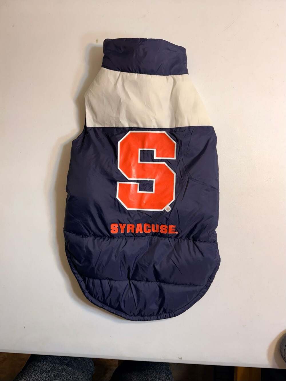 Little Earth Syracuse University Orange Pet Puffer Vest Navy Blue Large NEW